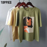 2021 summer character t-shirts fashion girls tops short sleeve printing t-shirts Korean women clothes 95%