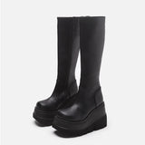 Gothic Style Long-Sleest Locomotive Rider Boots But Knee-High Boots