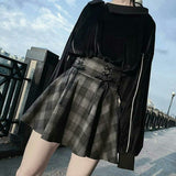 Harajuku Skirt Streetwear Black Grey Plaid Punk Woman Mini Skater Hip Hop Casual College Lolita Steampunk Vintage