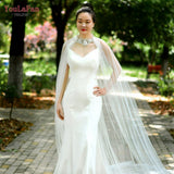 YouLaPan G21 Bridal Shawl Wrap with Pearl Diamond Marriage Luxurious 3M Wedding Cape Cloak with Lace Flower Female Jacket