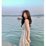 MAO Ins Harajuku Ink Landscape Painting Female Niche Design Temperament Long Skirt Suspender Dress Elegant Femme