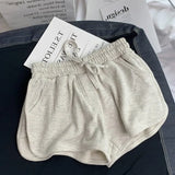 Loose Shorts Women Fashion Casual Fitness Shorts Ladies Grey Black Solid High Waist Shorts Elastic