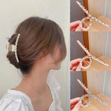 Women Elegant Luxury Crystal Pearls Geometric Big Metal Hair Claws Sweet Headband Hair Clip Hairpin Fashion Hair