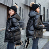 Short Style Cotton Padded Winter Jacket Women Casual Stand Collar Parkas Winter Coats Female Fashion Shiny