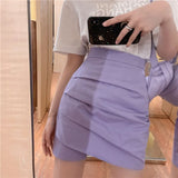 Ladies Skirt Spring Autumn Solid Color Womens Mini Skirt Sexy Clubwear High Waist Pencil Cross Skirt For Women Size