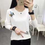 Size T Shirt Women Clothes 2021 Embroidery Tshirt Long Sleeve Tops Clothing T-Shirts Casual Tee Shirt Femme Poleras