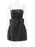 Black Glitter Removable Bow Tube Mini Dress- Outfit
