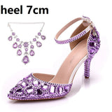 Tuxedo Diamond Wedding Shoes 9 Fine Heel Pointed Sandals Luxury Water Drill Wedding Shoes