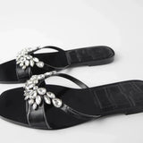 ZARZ Women Flat Sandals Summer 2022 New Fashion Golden Round Toe Bow Sexy Outer Wear Sandals And Slippers Women Beach Luxury