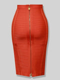 Colors XL XXL Sexy Solid Zipper Orange Blue Black Red White Pink Bandage Skirt Women Elastic Bodycon Summer Pencil Skirt
