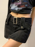 Y2k Vintage Skirts Womens Low Waist Bandage Denim Skirt With Belt Streetwear Jean Skirts For Ladies Club Wear