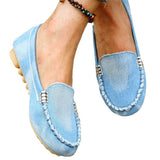 Zingj Size Women's Shoes New Denim Large Size Bean Shoes Shallow Pedal Women's Singles Shoes Batch- Outfit