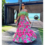 Two Pieces Skirt Sets Suspenders Tube Top Skirts Sweet Printed Bra Bare Waist Chic Evening Party Clothing Beach Dance