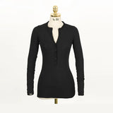 T Shirt Women 2021 Korean Style Women Tops Long Sleeve Button Slim Basic Ropa Mujer Chic Clothes Sexy Deep V Neck T