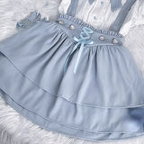 Japanese Fairy Blouse Sweet Casual All Match Y2k Aesthetic Ruffled Blusas Cute Kawaii Turn Down Collar Shirts Women