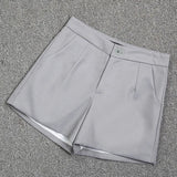 Zingj And Summer Slim Show Thin Shorts Female Blue New 2024 Korean Version Design Sense Casual A Word Wear Wide-Leg