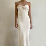 Sleeveless Knitted Dress Bodycon White Off Shoulder 2022 Sexy Strapless Summer Party Causal Women Dresses Midi