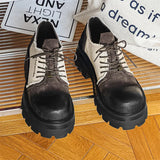 Zingj Patent Leather British Wind Black And White Patchwork Color Small Leather Shoes Men 2024 New Men's Shoes Small Thick Platform