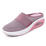 Size Mesh Slippers Women's Shoes Summer Semi-Slippers Air Cushion Leisure Sports Shoes Fly-Woven Mesh Breathable Women's
