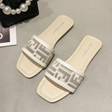 Women Wear The New 2025 Fashion Version Of The Letter One-Word Drag Flat Bottom Outdoor Cool