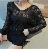 Zingj 2024 New Back Chain Jacket With Sunscreen Thin Top Hook Flower Hollow-Out Knit Sweater-Outfit