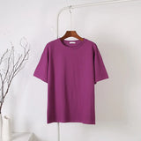 100% Cotton Basic T Shirt Women Summer New Oversized Casual Solid Tee Female Loose Short Sleeve Soft 10 Color