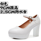 6Cm Silver Heeled Show Shoes Thick-Singing Leather Shoes Thick-Soled Model Single-Shoe Large-Size Working