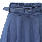 Retro Denim Midi Skirts For Women Clothes Streetwear Ladies Midi Skirts Jeans Casual High Waist A Line Women