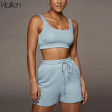 Fashion Casual Soft Cotton Stretch Slim Women Two Piece Set Summer Simple Solid Club Street Home Wear Top and Shorts