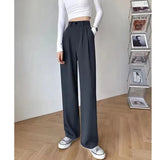 Zingj Pants Female Autumn 2024 New High Waist Pendant Straight Pear Shaped Pants Narrow Version Of The Floor Wide Leg Pants-Outfit