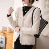 Zingj Autumn And Winter Small Jacket V Collar Plaid Mink Velvet Cardigan French Temperament Small Fragrant Wind Short Coat Female-Outfit