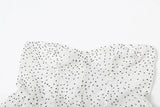 White Polka Dot Strapless Frill Mini Dress With Drape Scarf- Outfit