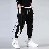 Fashion Brand Overalls Men's Personality Ribbons And Feet Korean Version Of The Trend Loose Street Hip-Hop Harlan