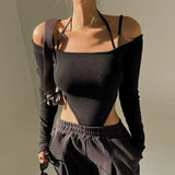 Zingj Summer New Dress Sexy Hot Girl Street Hanging Neck Sling Long Sleeve Jumpsuit