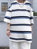 Contrast Color Hip Hop Oversized Stripe Short Sleeve