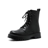 2025 New Black High-Top British Style Round-Headed Men's Platform Martin
