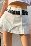 Korean Fashion Solid Cargo Denim Skirt Casual Zipper Hot Party High Waist Skirt Summer Line Sexy Mini Skirts