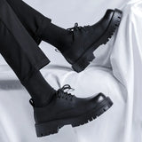 2025 Spring New Leather Shoes Men's British Style Versatile Black Round Head Business Big Leather Shoes