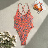 2025 New Hot Zebra Pattern Sexy Bare Back Trousers Swimsuit