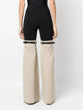 Fashion Autumn 2025 New High Waist Elastic Elastic Stitching Suit Pants Horn Show Thin Casual Pants