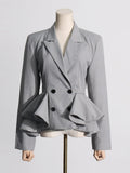 Zingj New High-End Sense Flounce Spell Receive Waist Suit Collar Women's Coat Spring Show Thin Short Small
