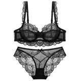 New Plus Size Bra Set Push Up Bras and Panty Set Embroidery Underwire Lingerie Set Ultrathin Underwear Set Sexy Lace