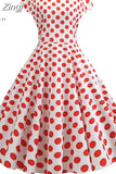 Polka Dot Print Women Summer Dress Vintage Swing Rockabilly Robe Femme Elegant Party