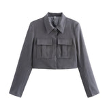 2025 New Women's Double Pocket Coat Top + Pants