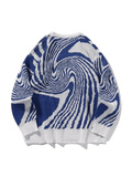 Men's Crew Neck Geometric Jacquard Knit Sweater- Outfit