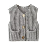 Autumn Street Shirt Fashion Cute Crochet Wool Vest Knitted Thick Knitted Vest Women's