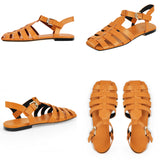 Onlymaker Brand Women's Flat Sandals Summer Casual Soft Genuine Leather Summer Roman Female Big Size Fashion