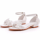 Cm Square With A Shallow Mouth With Sandals Ivory White Silk Satin Bridal White Lace Flower