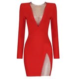 New Arrival Bandage Dresses Black Long Sleeve O Neck Long Sleeve Beading Sexy Party Club Celebrity Elegant Women