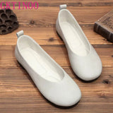 Real Leather Shoes Moccasins Mother Loafers Soft Flats Casual Female Driving Ballet Footwear Comfortable grandma